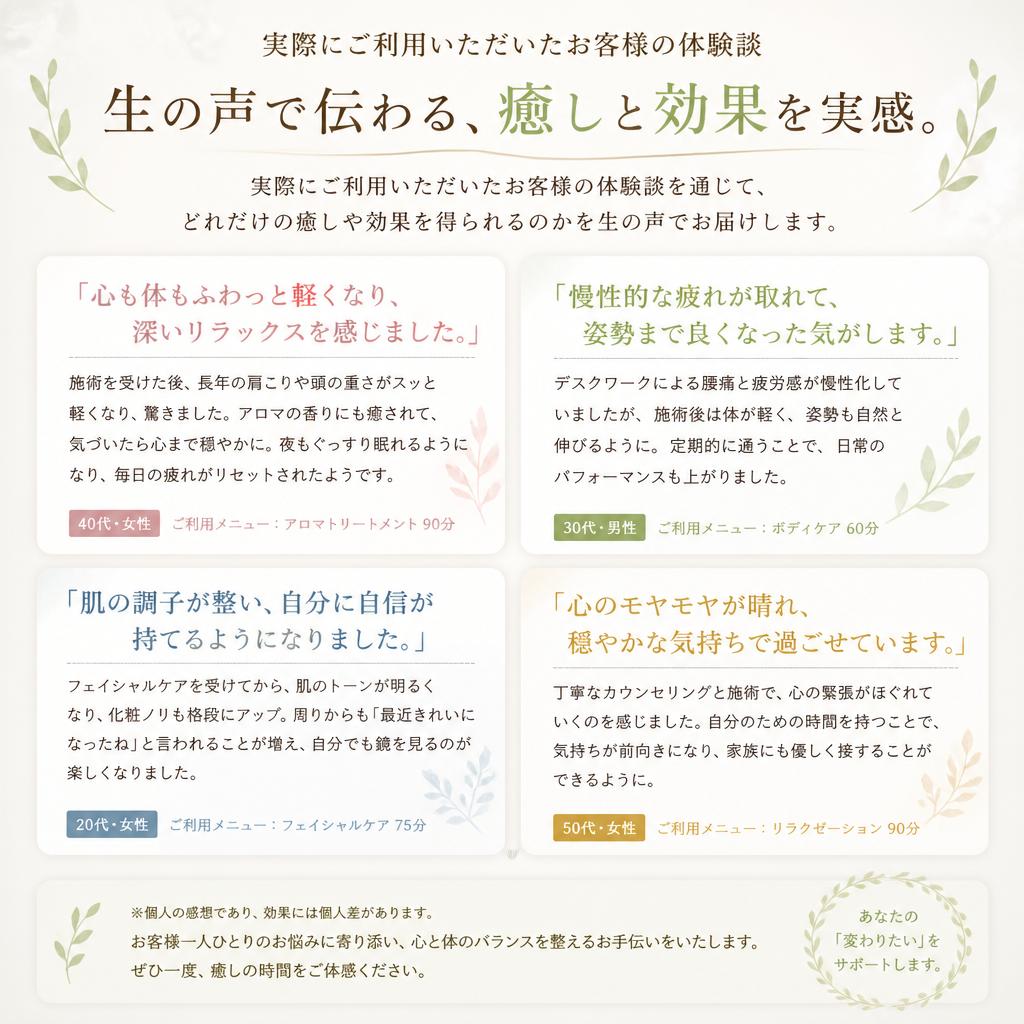 4. お客様の声―リアルな体験談